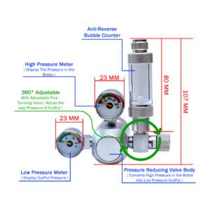 Dual Gauge CO2 Regulator with Bubble Counter Mini 2