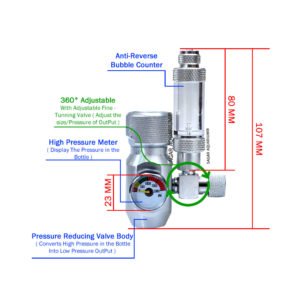 Single Gauge CO2 Regulator with Bubble Counter Mini 2